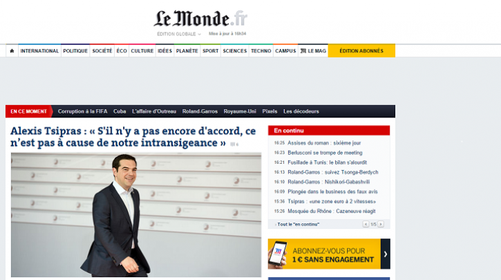 Άρθρο του Πρωθυπουργού Αλέξη Τσίπρα στην Εφημερίδα «Le Monde»: Η Ευρώπη σε σταυροδρόμι